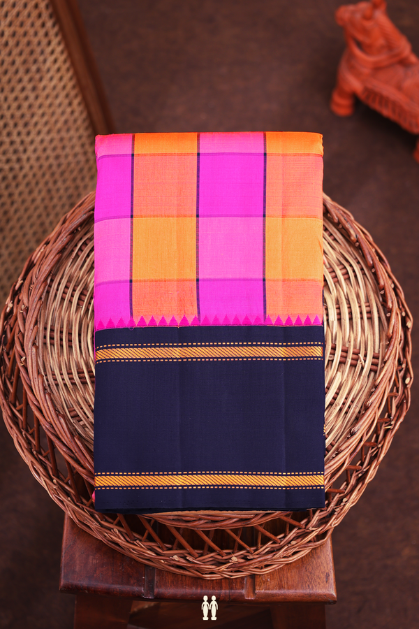 Kanchipuram Silk Saree In Multicolor With Checks Design