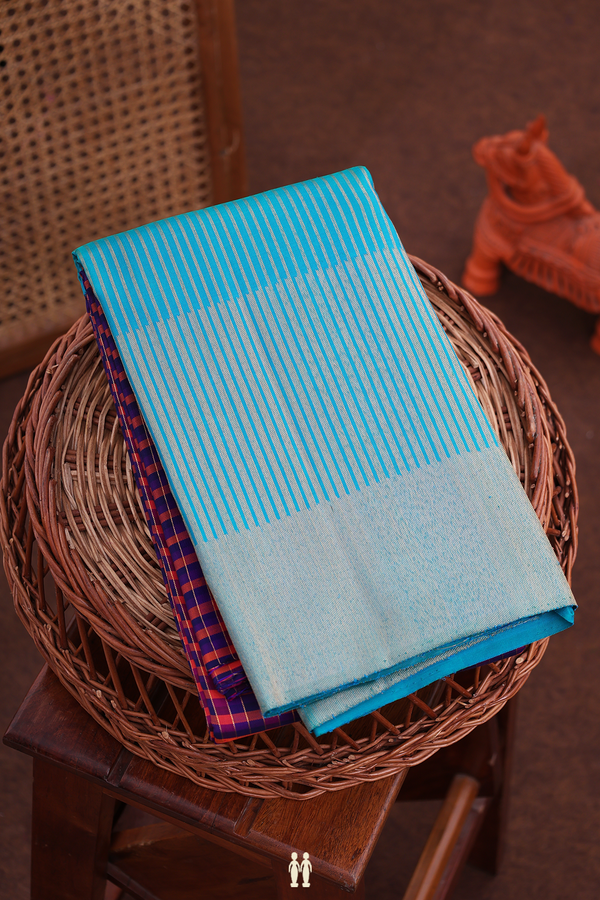 Kanchipuram Silk Saree In Multicolor With Checks Design