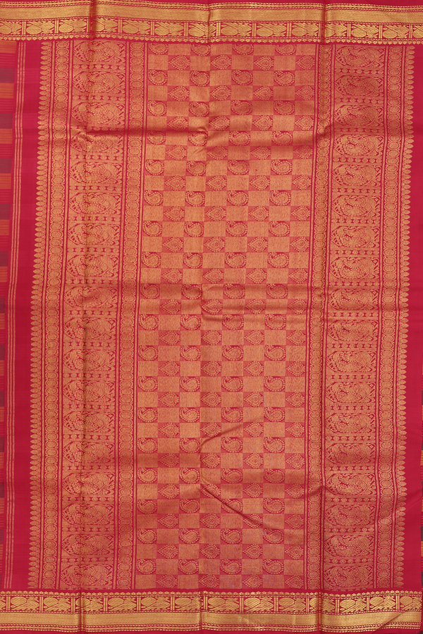 Kanchipuram Silk Saree In Multicolor With Checks Design