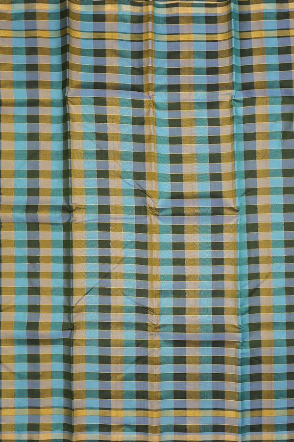 Kanchipuram Silk Saree In Multicolor With Checks Design