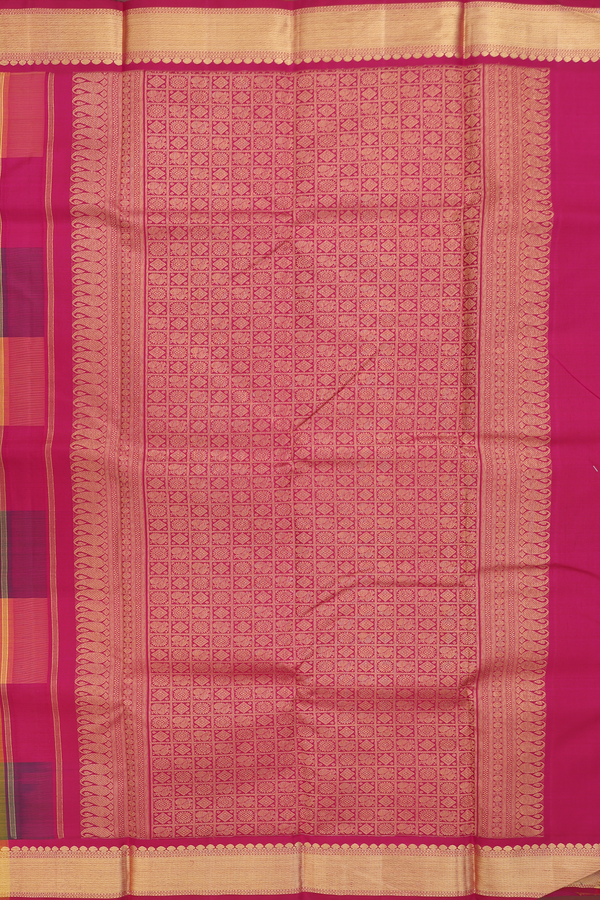 Kanchipuram Silk Saree In Multicolor With Checks Design