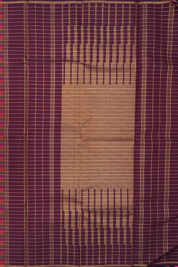 Kanchipuram Silk Saree In Multicolor With Checks Design