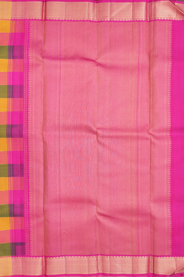 Kanchipuram Silk Saree In Multicolor With Checks Design