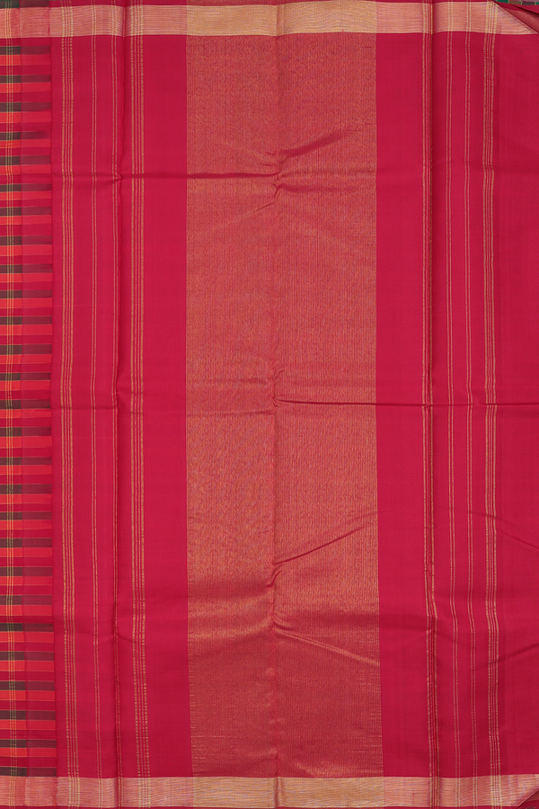 Kanchipuram Silk Saree In Multicolor With Checks Design