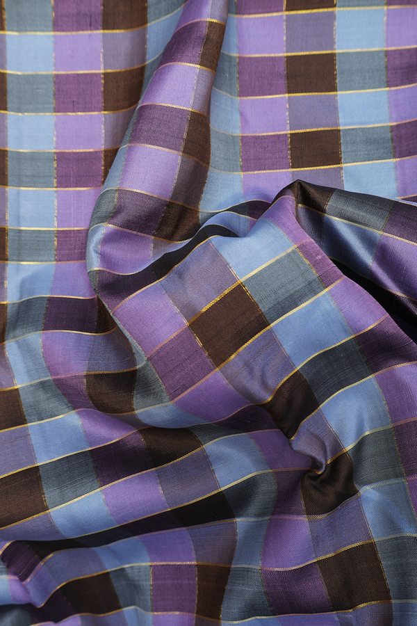 Kanchipuram Silk Saree In Multicolor With Checks Design