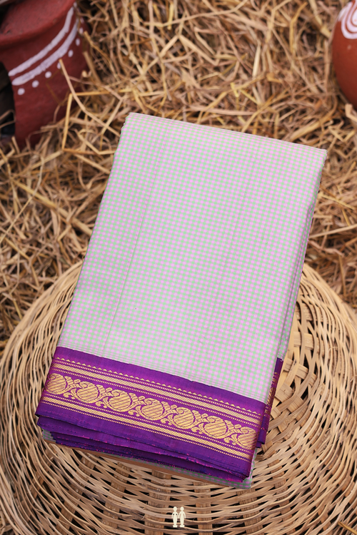 Kanchipuram Silk Saree In Multicolor With Checks Design