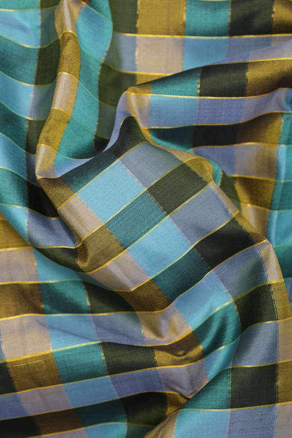 Kanchipuram Silk Saree In Multicolor With Checks Design