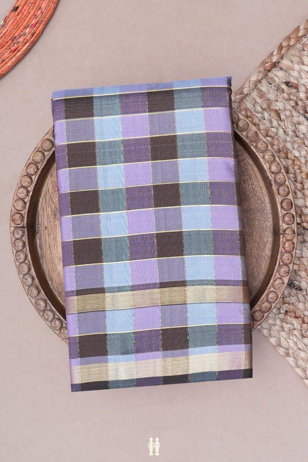 Kanchipuram Silk Saree In Multicolor With Checks Design