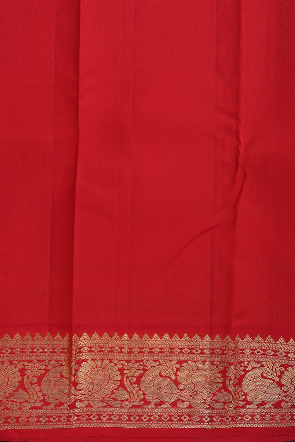 Kanchipuram Silk Saree In Red And Yellow With Checks Design