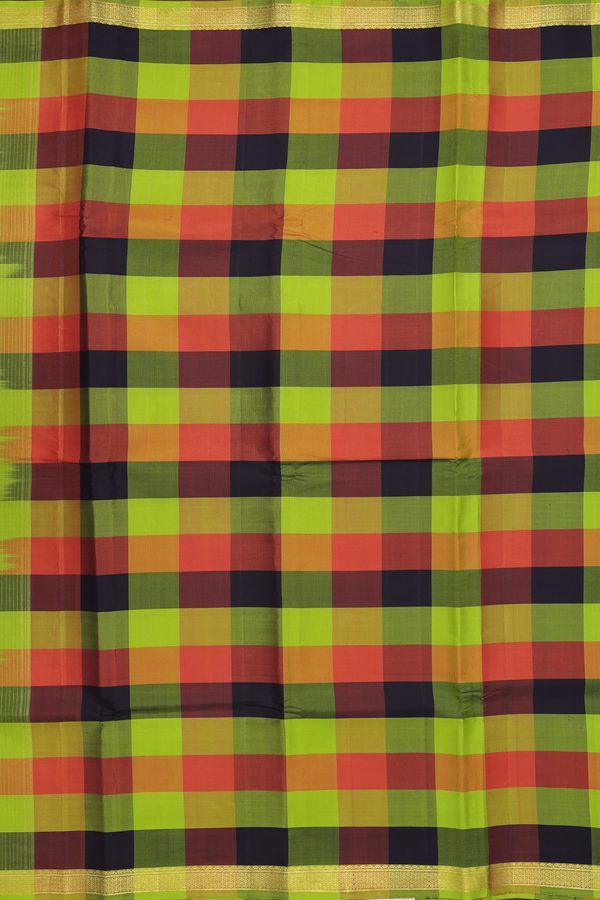 Kanchipuram Silk Saree In Multicolor With Checks Design