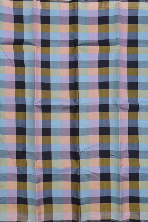 Kanchipuram Silk Saree In Multicolor With Checks Design