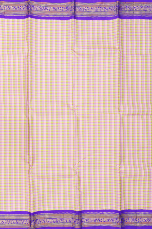 Kanchipuram Silk Saree In Multicolor With Checks Design