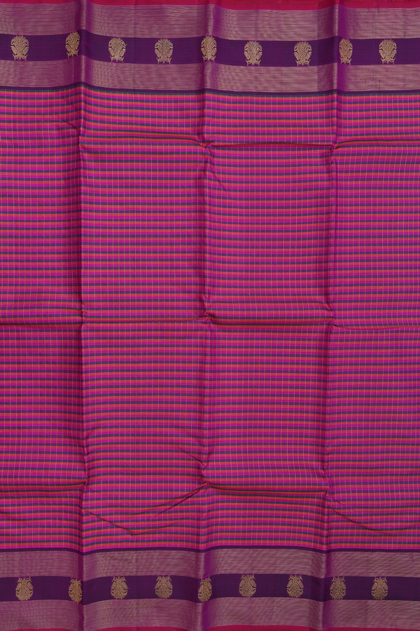 Kanchipuram Silk Saree In Multicolor With Checks Design