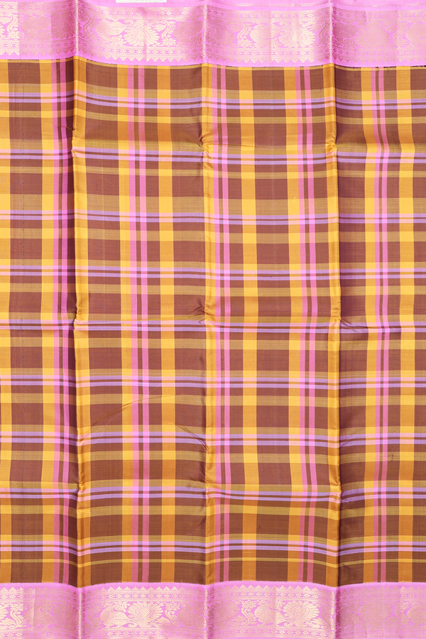 Kanchipuram Silk Saree In Multicolor With Checks Design