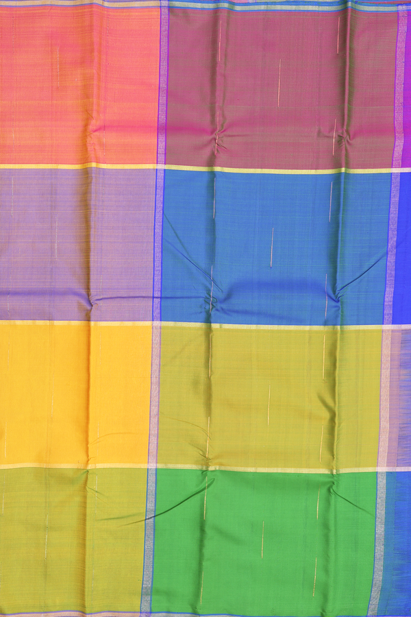Kanchipuram Silk Saree In Multicolor With Checks Design