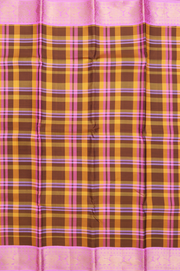 Kanchipuram Silk Saree In Multicolor With Checks Design