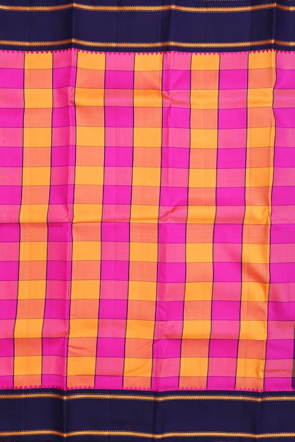 Kanchipuram Silk Saree In Multicolor With Checks Design