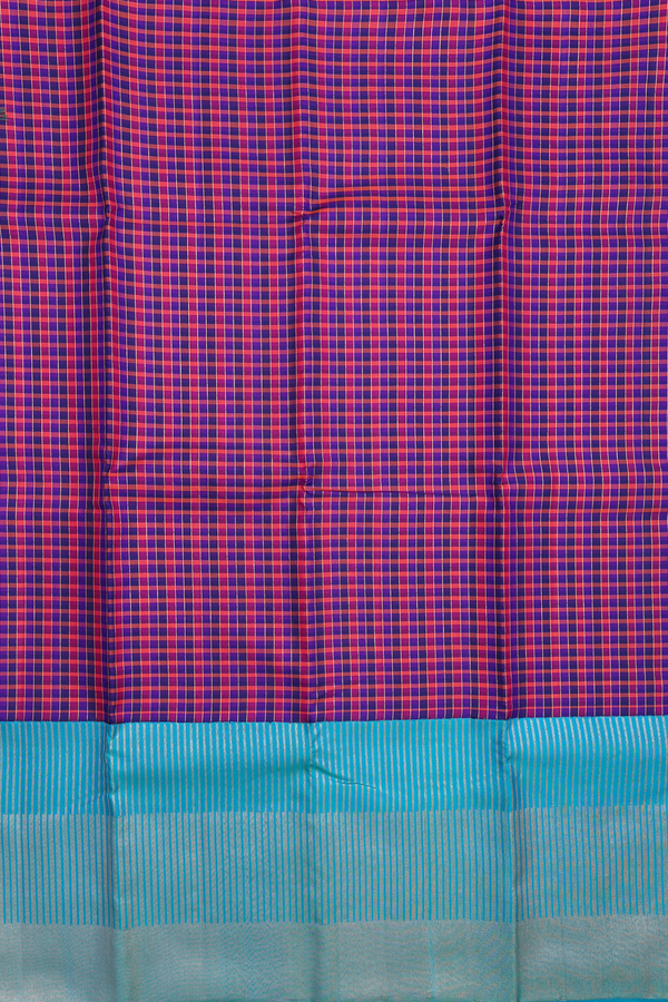 Kanchipuram Silk Saree In Multicolor With Checks Design