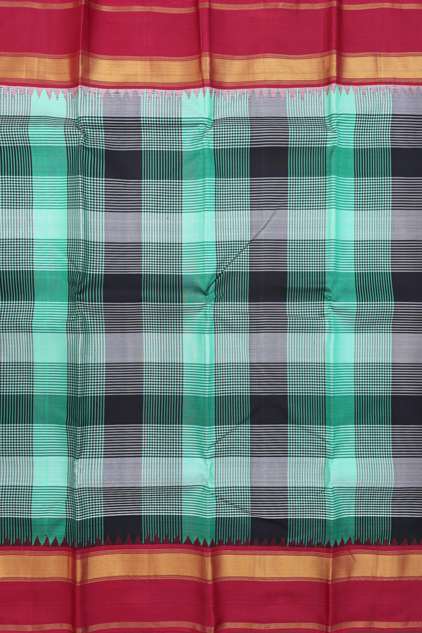 Kanchipuram Silk Saree In Multicolor With Checks Design