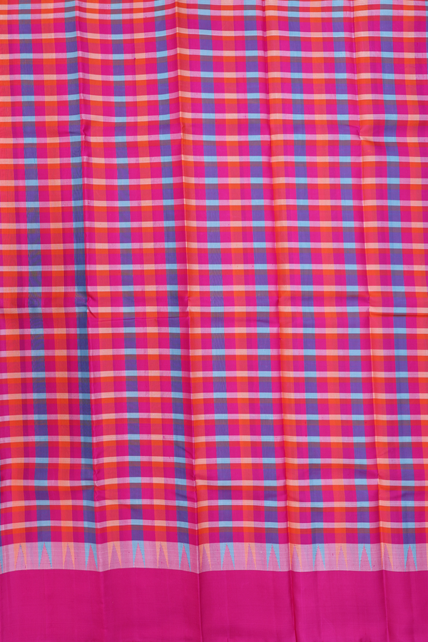 Kanchipuram Silk Saree In Multicolor With Checks Design