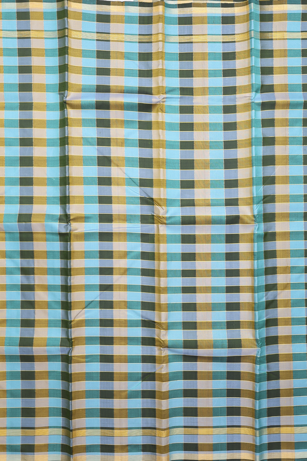 Kanchipuram Silk Saree In Multicolor With Checks Design