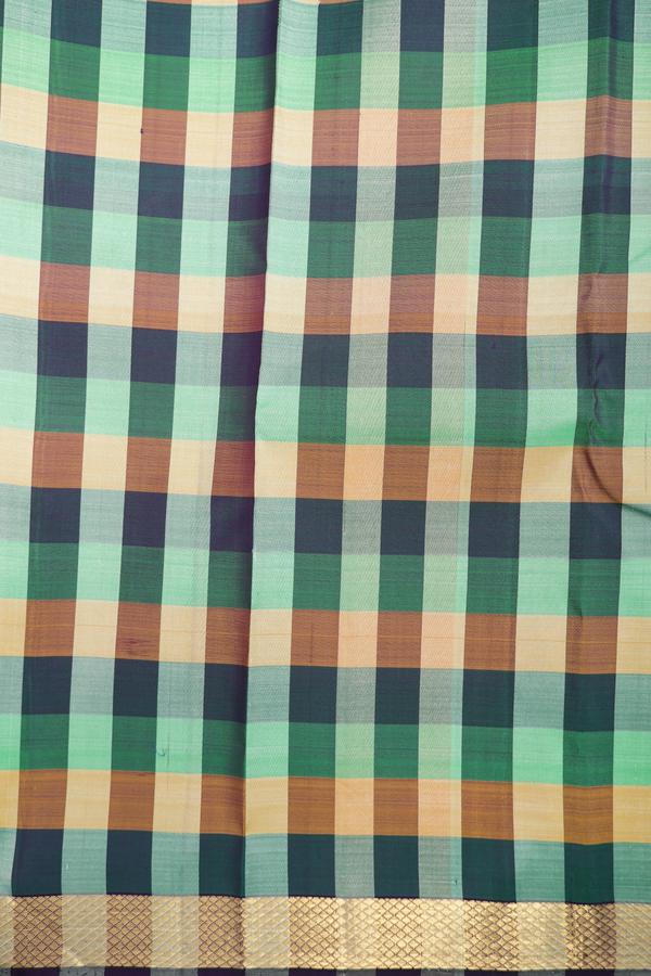 Kanchipuram Silk Saree In Multicolor With Checks Design