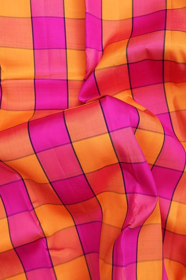 Kanchipuram Silk Saree In Multicolor With Checks Design
