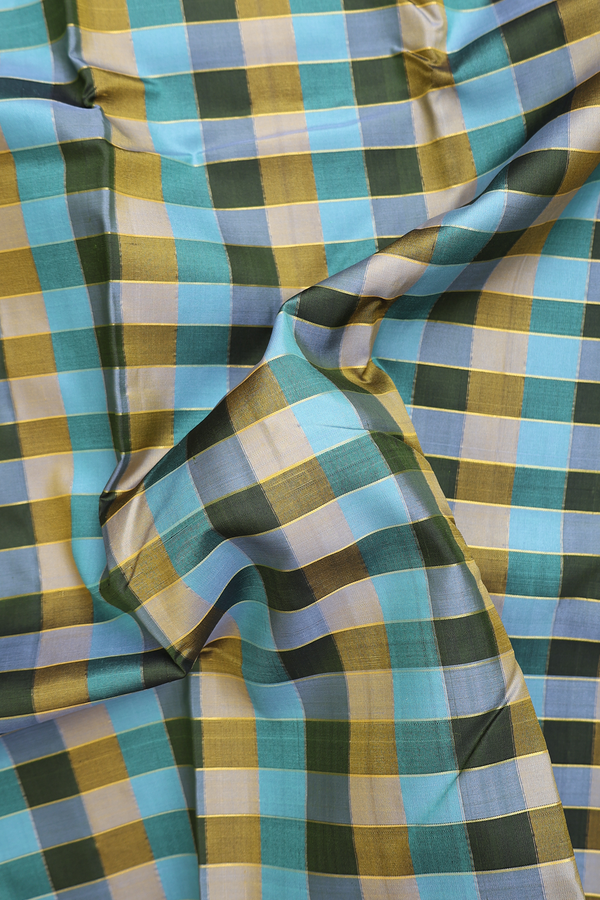Kanchipuram Silk Saree In Multicolor With Checks Design