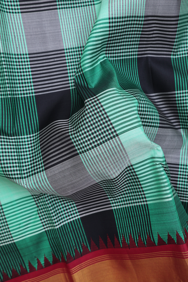 Kanchipuram Silk Saree In Multicolor With Checks Design