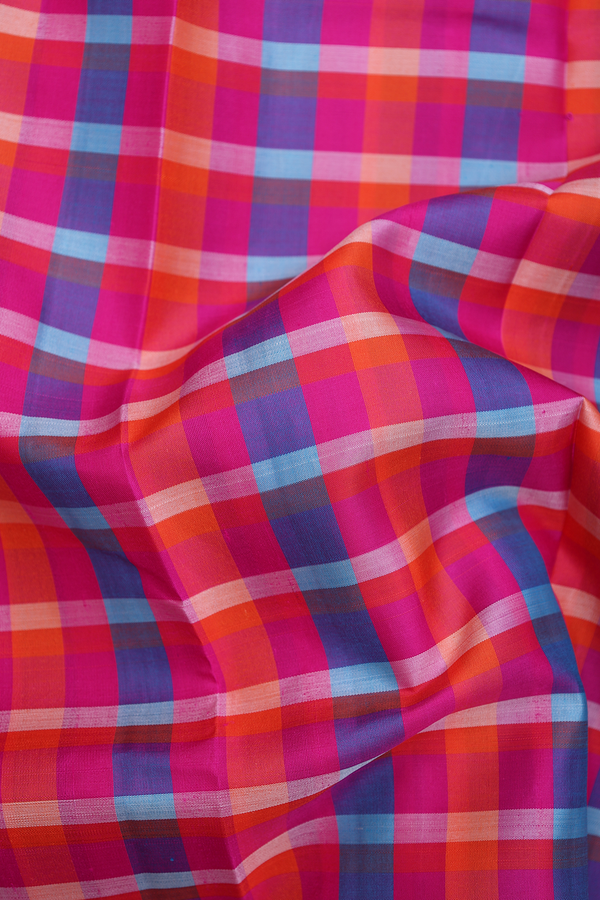 Kanchipuram Silk Saree In Multicolor With Checks Design
