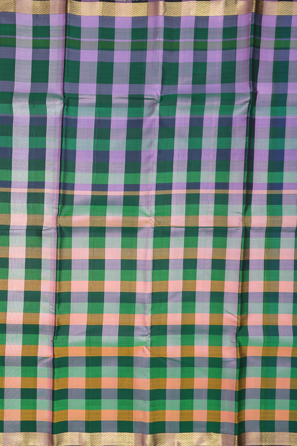 Kanchipuram Silk Saree In Multicolor With Checks Design