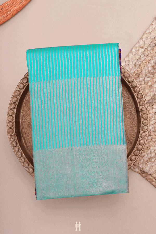 Kanchipuram Silk Saree In Multicolor With Checks Design