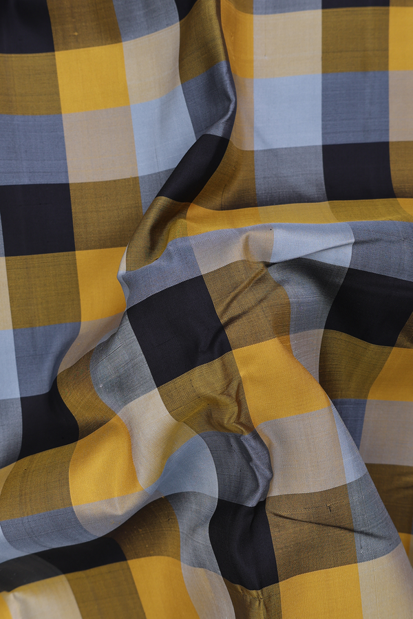 Kanchipuram Silk Saree In Multicolor With Checks Design