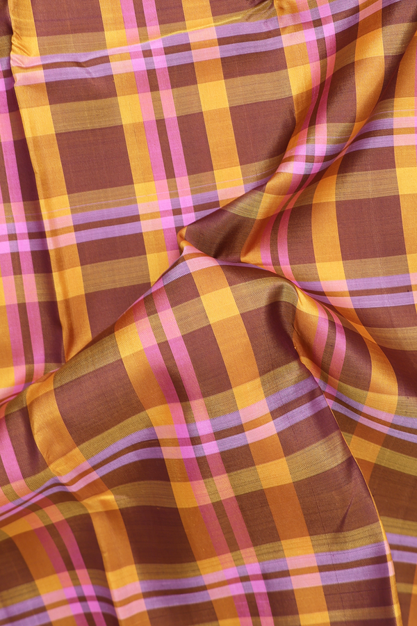 Kanchipuram Silk Saree In Multicolor With Checks Design