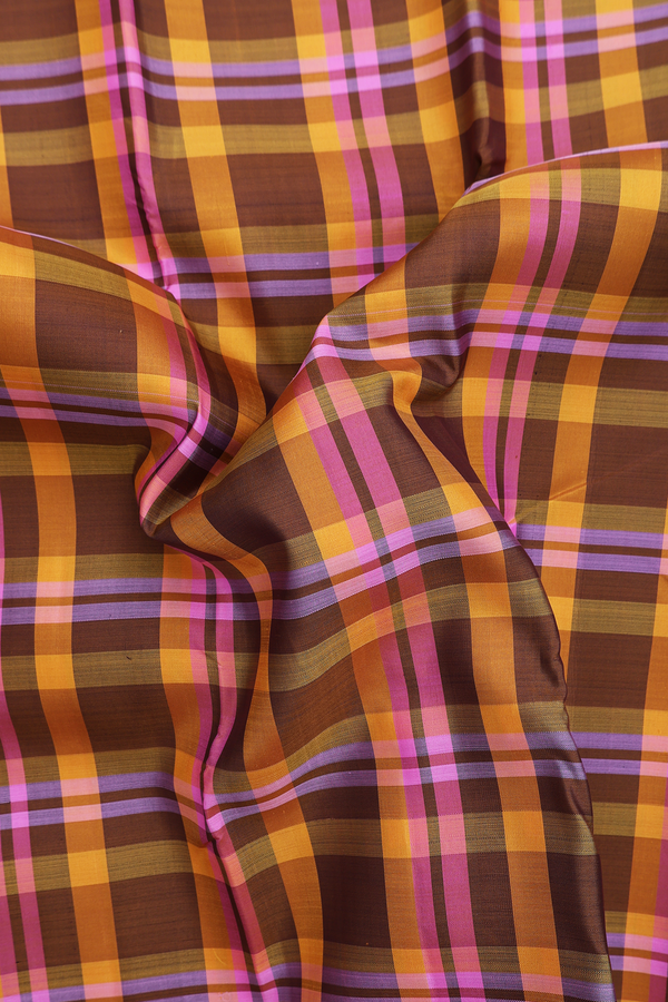 Kanchipuram Silk Saree In Multicolor With Checks Design