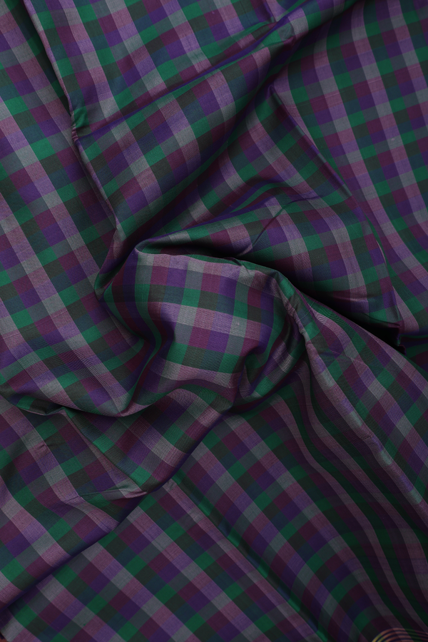 Kanchipuram Silk Saree In Multicolor With Checks Design