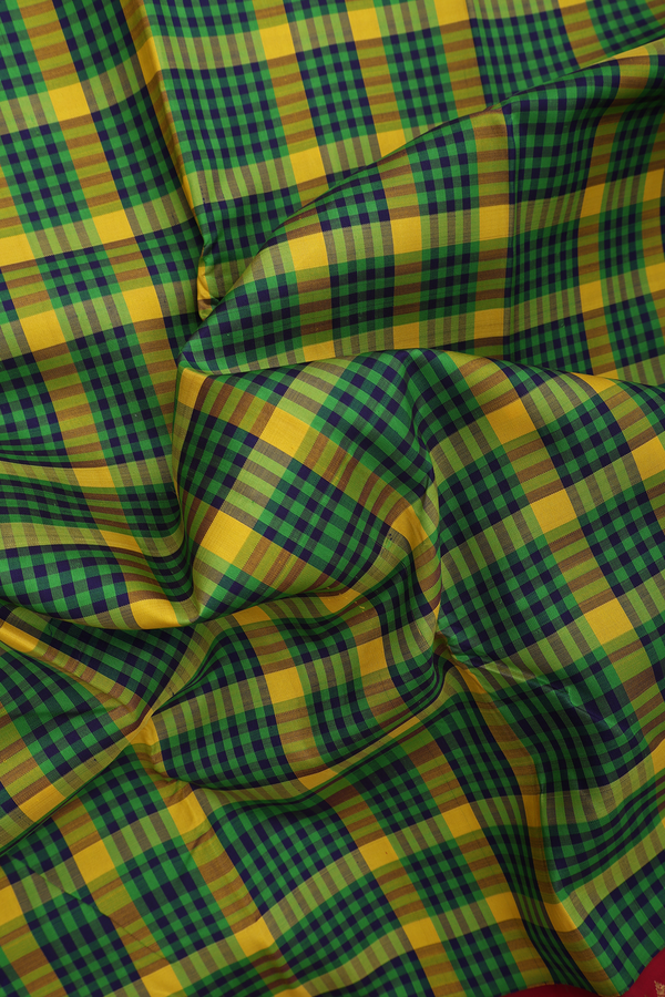 Kanchipuram Silk Saree In Multicolor With Checks Design
