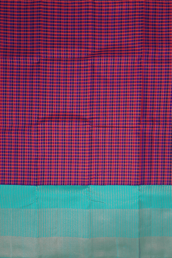 Kanchipuram Silk Saree In Multicolor With Checks Design