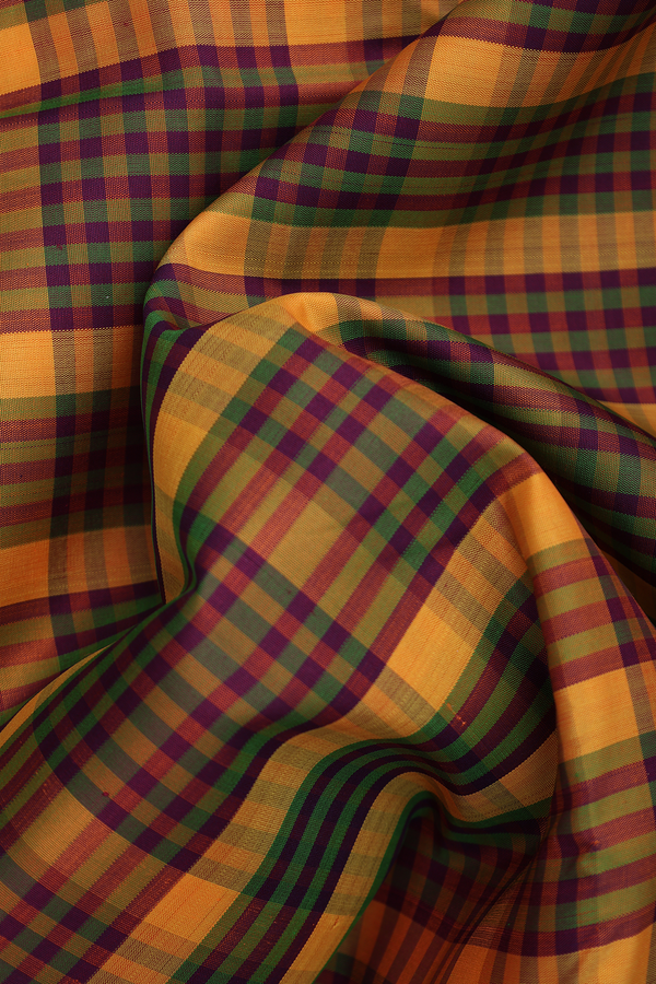 Kanchipuram Silk Saree In Multicolor With Checks Design