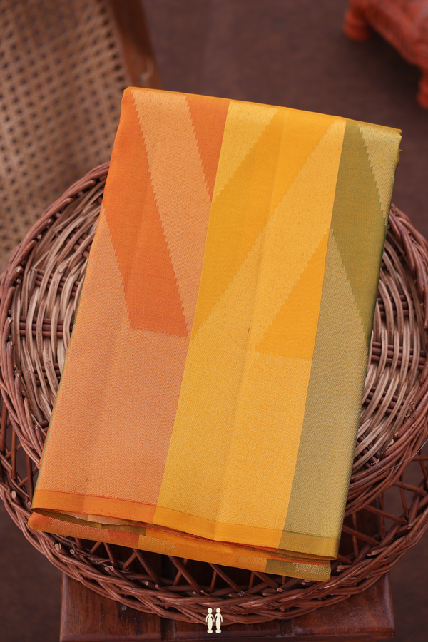 Kanchipuram Silk Saree In Multicolor With Chevron Design