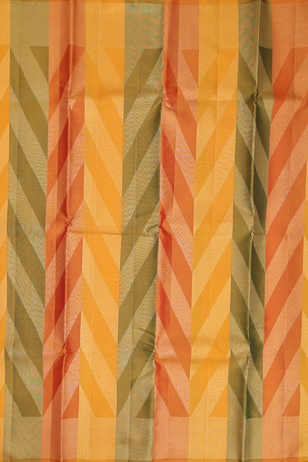 Kanchipuram Silk Saree In Multicolor With Chevron Design