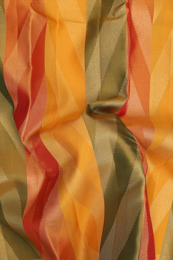 Kanchipuram Silk Saree In Multicolor With Chevron Design