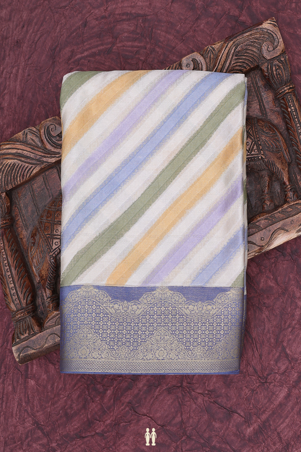 Mysore Silk Saree In Multicolor With Diagonal Design