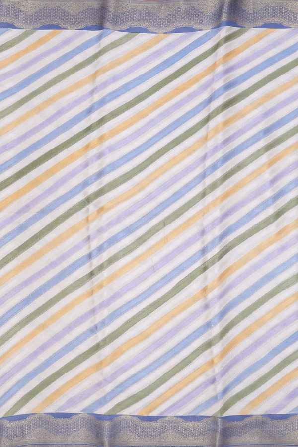 Mysore Silk Saree In Multicolor With Diagonal Design