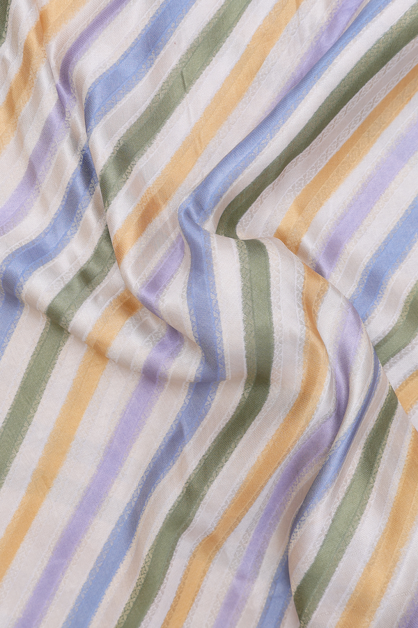 Mysore Silk Saree In Multicolor With Diagonal Design