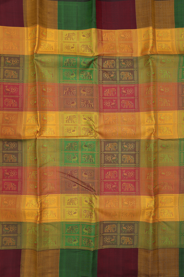 Kanchipuram Silk Saree In Multicolor With Jacquard Pattern