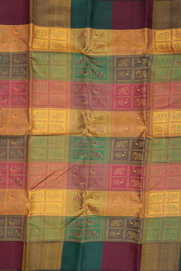 Kanchipuram Silk Saree In Multicolor With Jacquard Pattern
