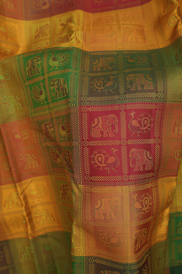 Kanchipuram Silk Saree In Multicolor With Jacquard Pattern