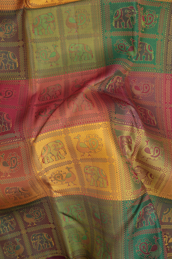 Kanchipuram Silk Saree In Multicolor With Jacquard Pattern