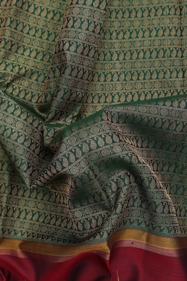 Kanchipuram Silk Saree In Multicolor With Muppagam Design